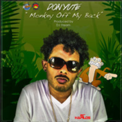 Back of a man at a concert. Hes wearing a beanie hat and a baggy denim jacket with studs. Photo with a purple hue